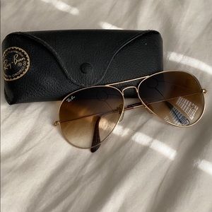 Ray Ban Gold Aviators with Case